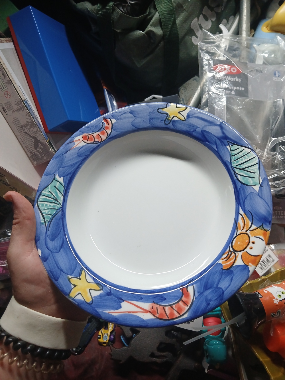 Pier 1 Blue and White Ocean Motif Ceramic Bowl